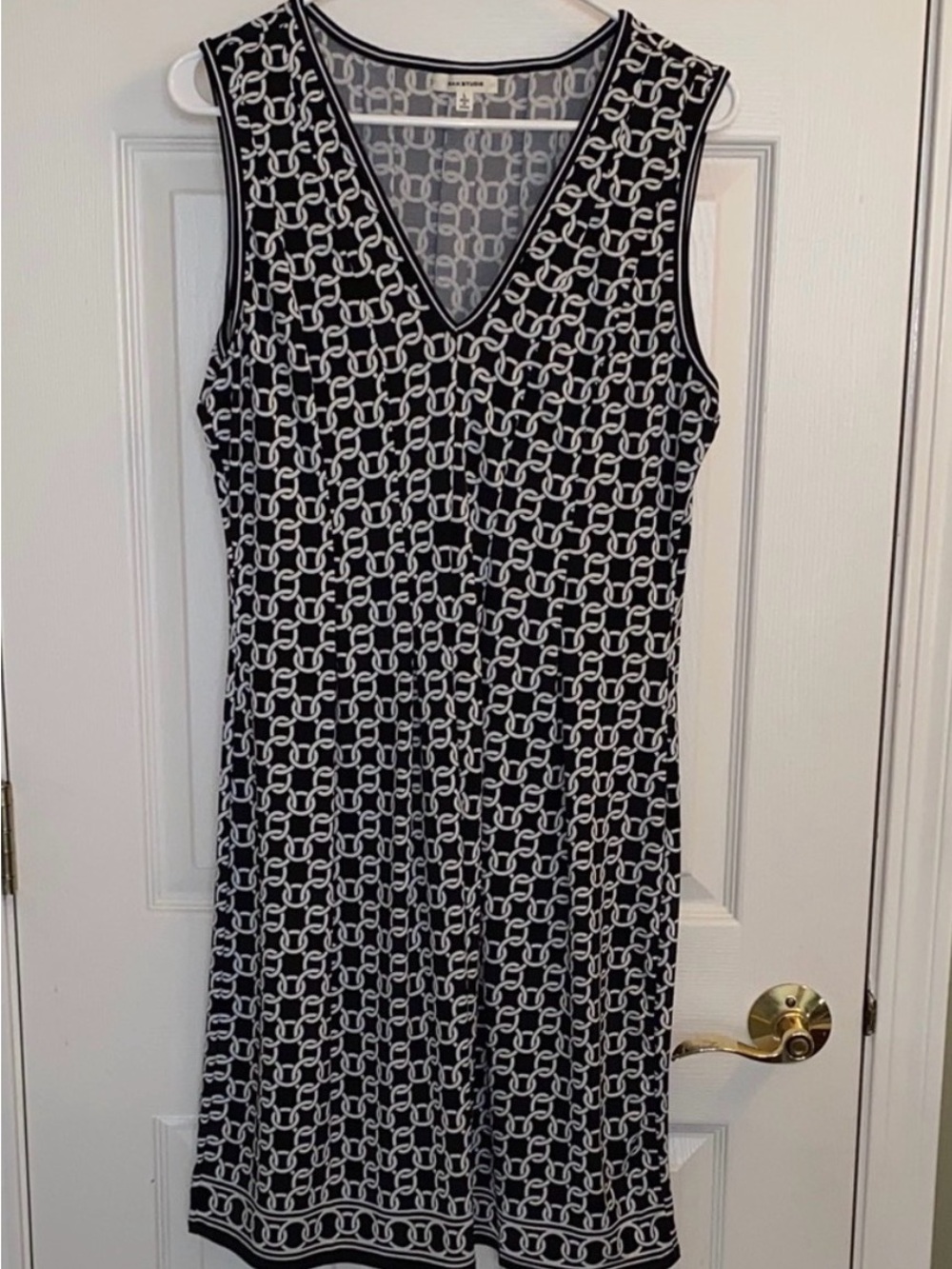 Max Studio Black and White Geometric Pattern Dress L